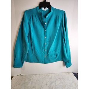 Travel Smith Green Blue Teal Long Sleeve Top Women's Size Small Tunic Jacket